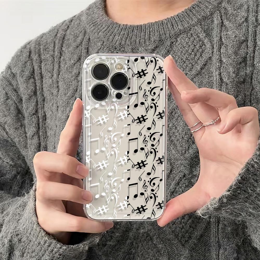 Black and white notes Case For iPhone 16 16E 15 14 13 12 11 Pro Max Plus XS XR Funda Silicone Cover iphone 16E