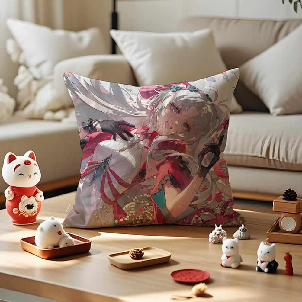 Game Wuthering Waves Cushion Cover Silky Short Plush with Invisible Zipper Dustproof Sofa Pillow Cover for Home Decor