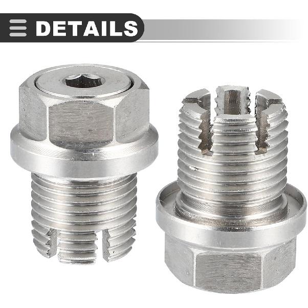 Motoforti Universal Oversize Piggyback Oil Drain Plug Kit, M16.1-1.5 x 15mm, Stainless Steel, Silver Tone, 1 Set