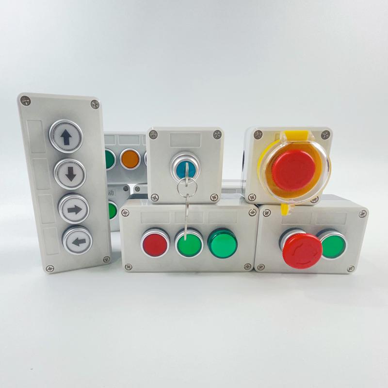 IP65 Waterproof Button Box with Emergency Stop & Indicator Light - 12345-Hole Plastic Enclosure