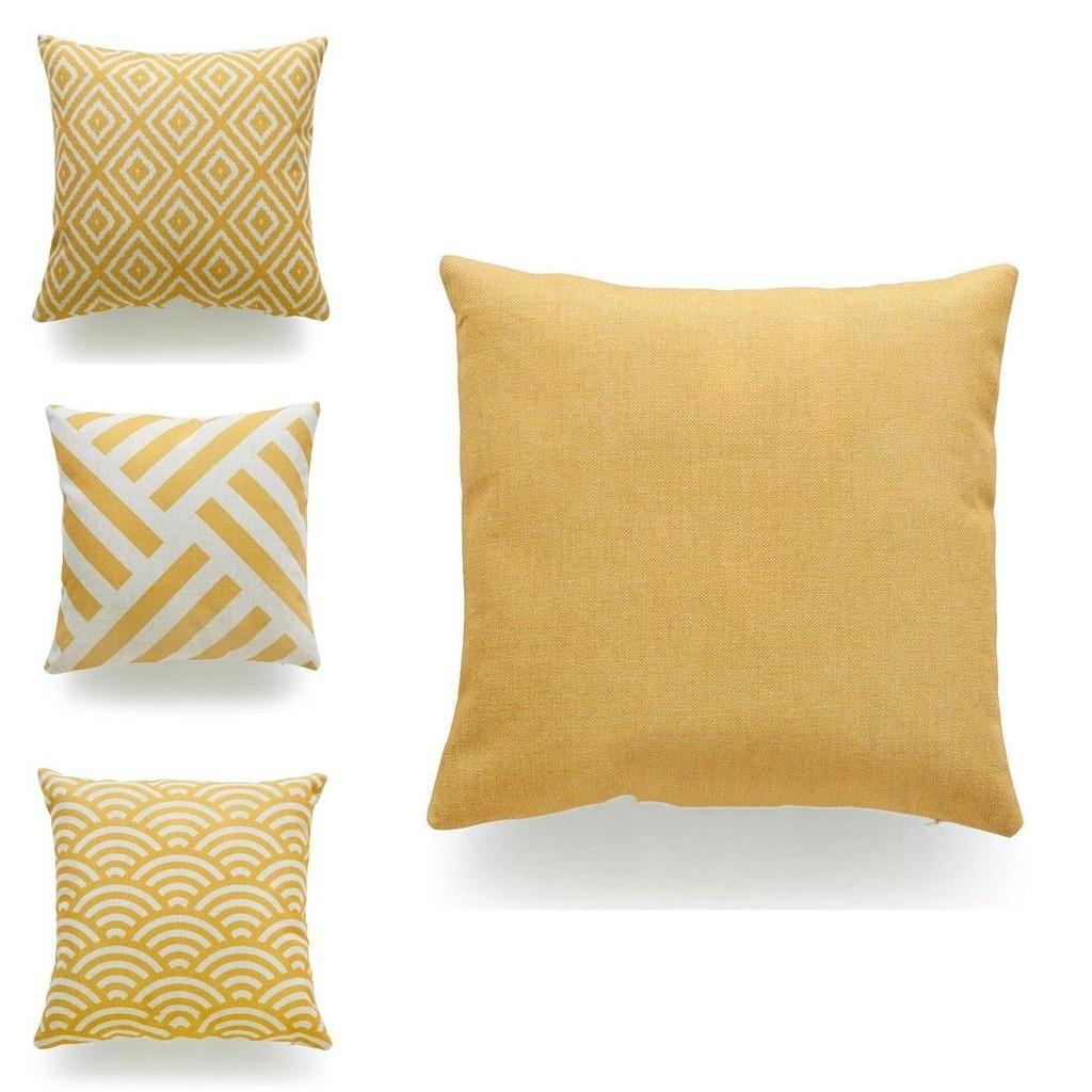 Premium Quality Mustard Yellow Geometric Cushion Cover For Seasonal Charm