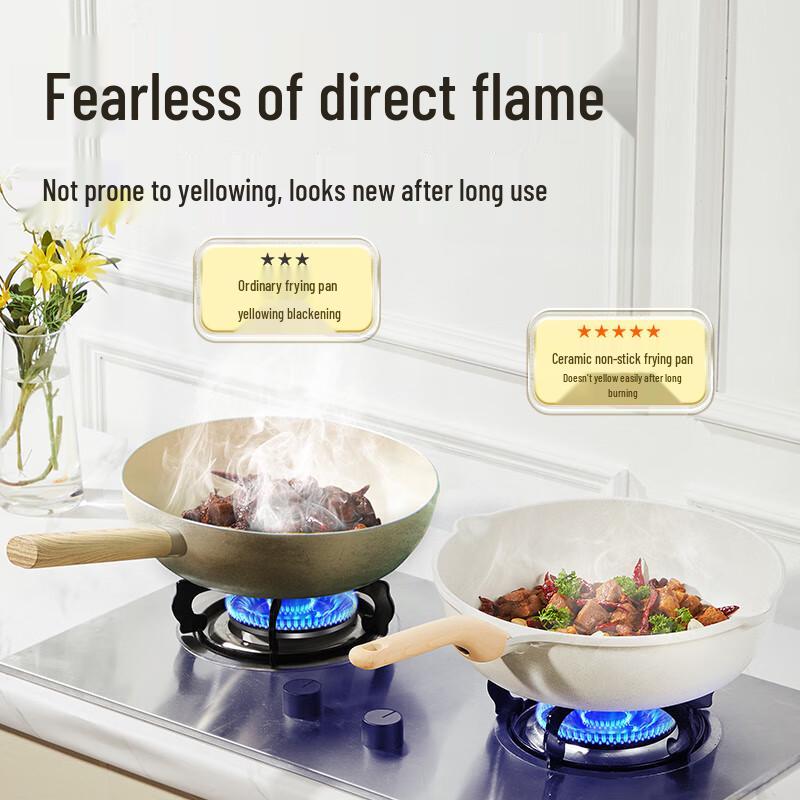 COOKER KING 32cm Maifan Stone Non-stick Wok with Steamer