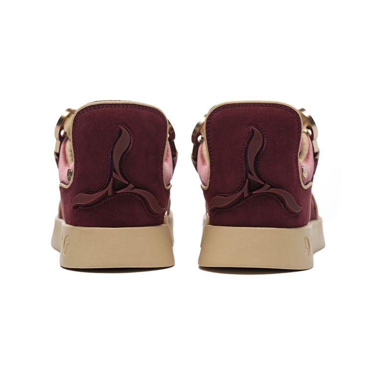 Li-Ning 1990 Classic Thick Sole Non-Slip Wear-Resistant Low-Top Skate Shoes Women sneaker Red ALFS174-3