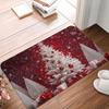 Christmas Entry Mat Burgundy Golden Light Snowflake Bokeh Print Durable Rug For Front Door Hallway Bedroom Home Decor