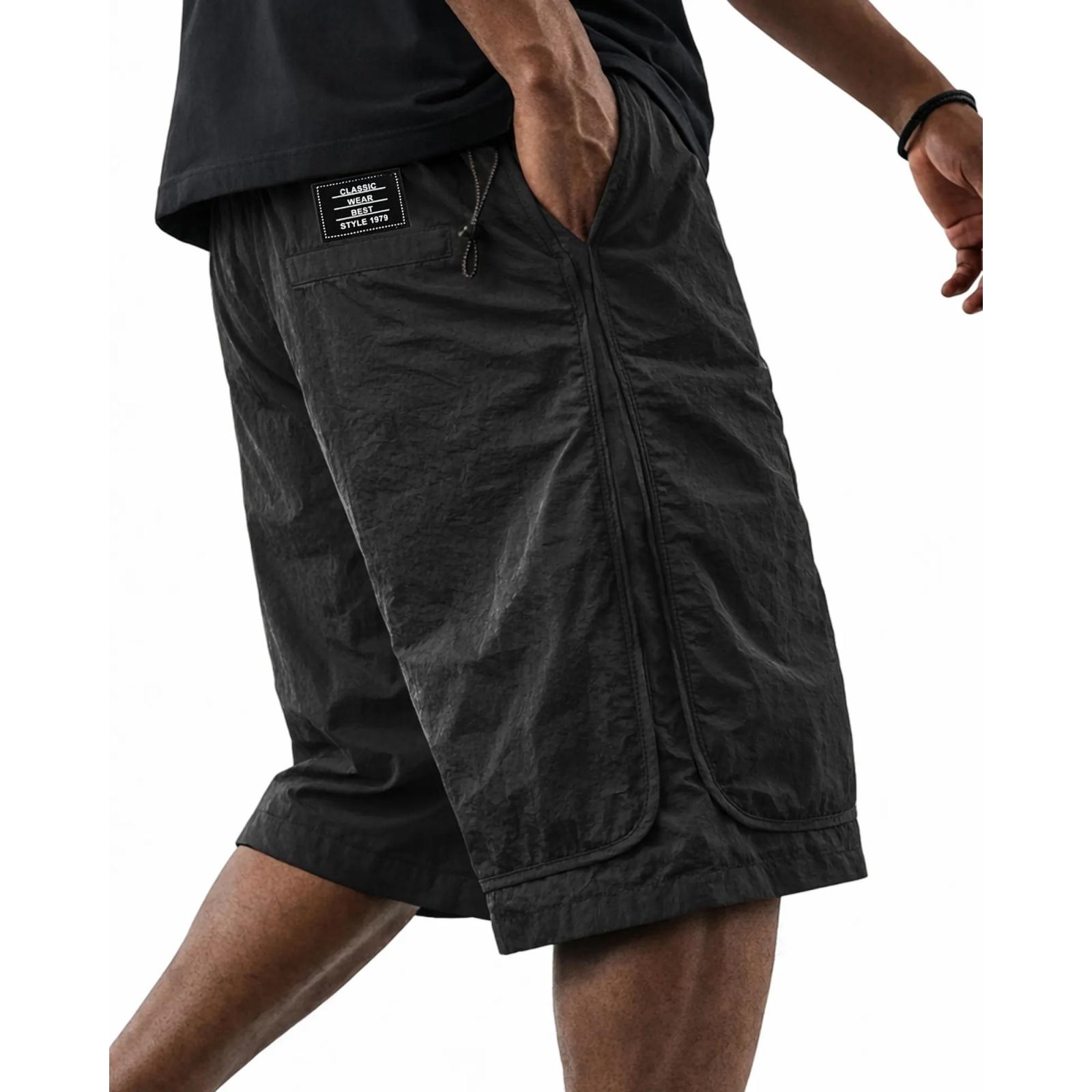 

Men s Fashionable Patchwork Casual Loose Five-inch Length Shorts. Men s Lightweight Breathable Quick-drying Sports Shorts. L чёрный