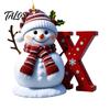 Handmade Gift Tags for Friends 2D Snowman Christmas Ornaments, Personalized Letter Ornaments Tree, Initial Pendant Ornament, Ornament DIY Hanging Xmas