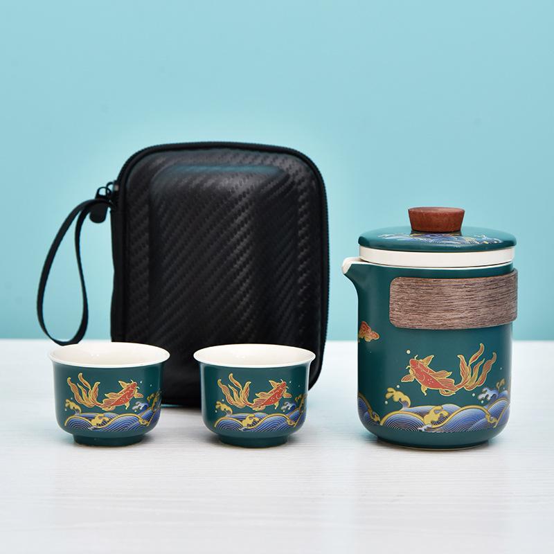 Creative Ceramic Kung Fu Travel Tea Set Portable Kuaike Cup Company Business Gift Box