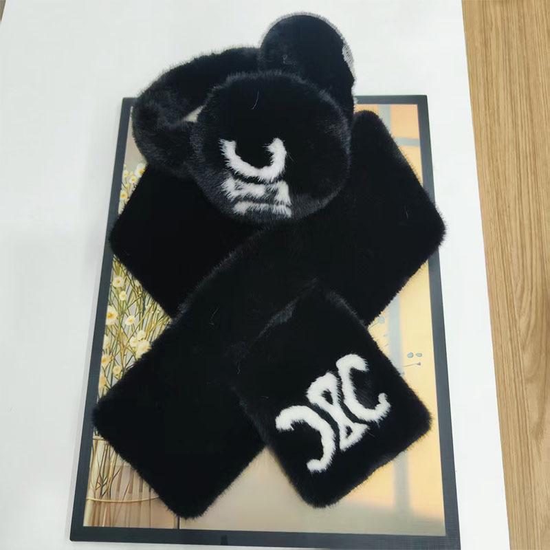 Camellia imitation rabbit fur scarf 23 winter fashionable and elegant women's warm neck cover neck protection small fragrant wind scarf