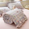 Knitted Cotton Summer Cool Quilt Ruffled Design Summer Single Twin Air-Conditioning Machine Washable Blanket