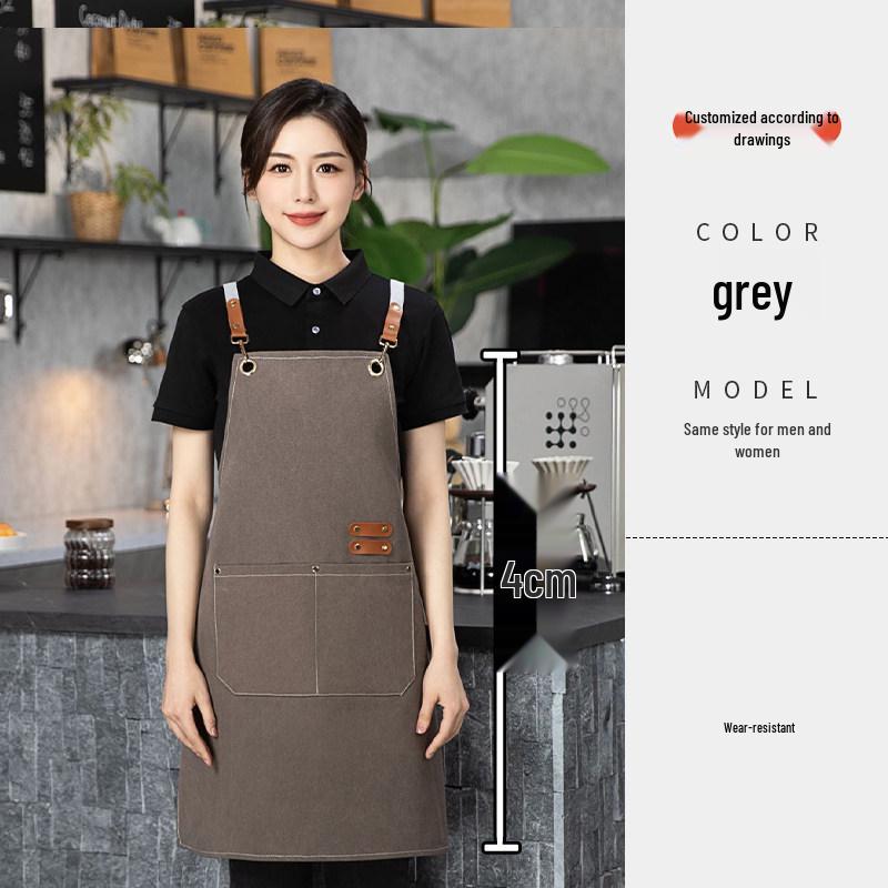 Stain-Resistant Canvas Apron with Logo for Coffee Shops and Nail Art Studios