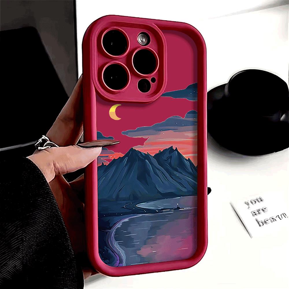 Phone Case for iPhone 16 15 14 13 12 11 Pro Max XS XR X Plus 12 13 Mini Cover Landscape Mountain Cloud Silicon Shockproof Cover