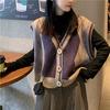 Korean Style Loose Women's Knitted Vest Outerwear Literary Vintage V Neck Sleeveless Sweater Gilet Coat