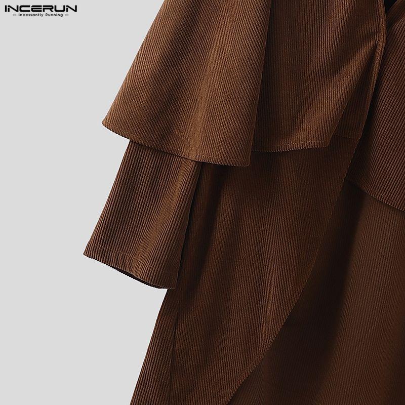 INCERUN Autunno Inverno Uomo Mantello Irregolare con Cappuccio Top Ampi Larghi Cappotti a Mantella con Texture