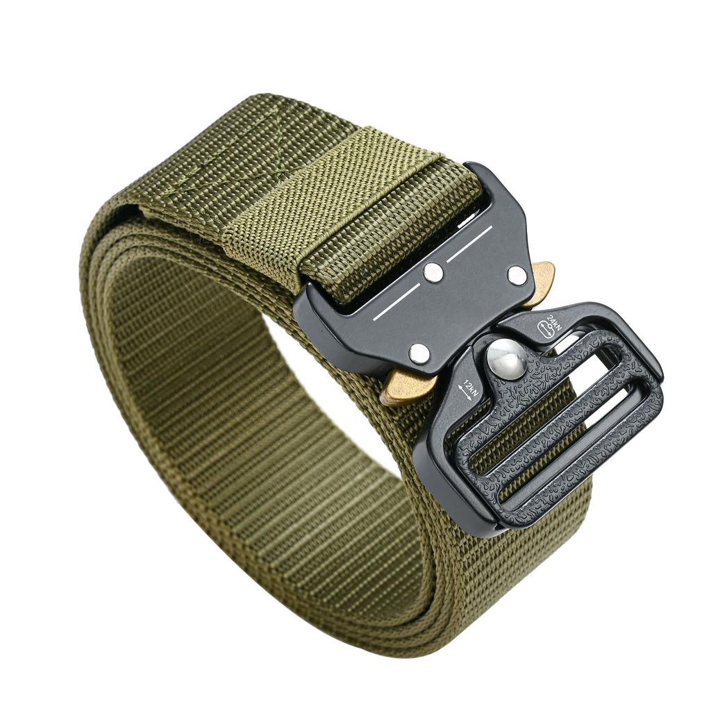 Men's Casual Sports Canvas Belt Outdoor Nylon Belt Trouser Belt Insert Buckle Spring Buckle Thickening