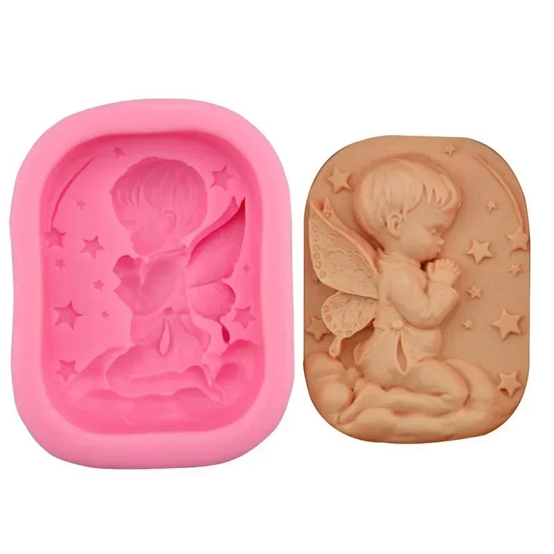 Angel Boy Soap Handmade Soap Mold Resin Molds Silicone Cake Ice Modeling Tool Pastry Arts Decorative Soap Molds For Soap Making
