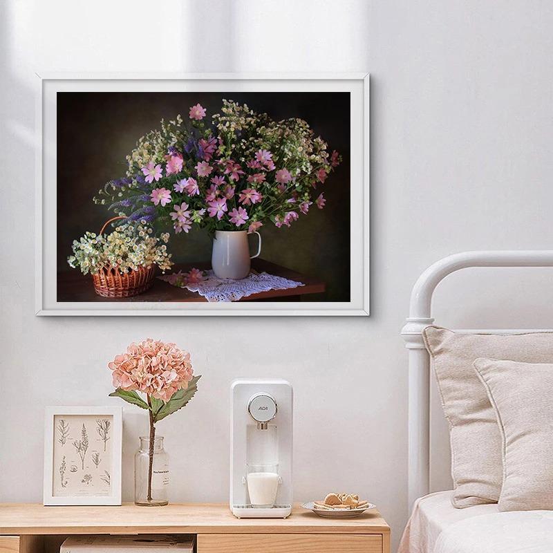 Colorful Flower Plants Oil Painting Canvas Poster Potting Daisy Wall Art Pictures for Living Room Bedroom Modern Home Decor Gift