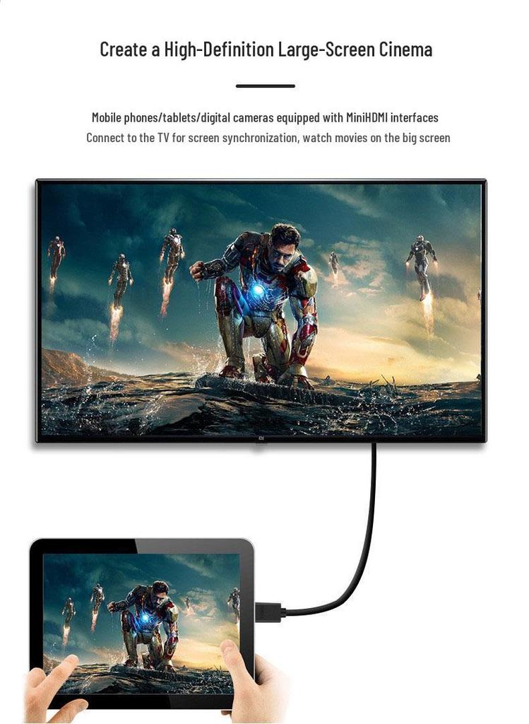 4K Mini HDMI To HDMI Thin Soft Cable, Pure Copper, HDMI 2.0 for DSLR Camera To Monitor Connection