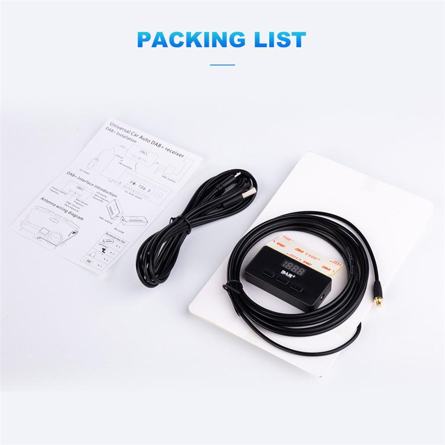 New 4-channel High Power Output In-Dash Car Stereo Aux USB/SD/FM/WMA/MP3/WAV Radio Player +Car DAB Radio Signal Receiver  Antenna  DAB Decoding Box