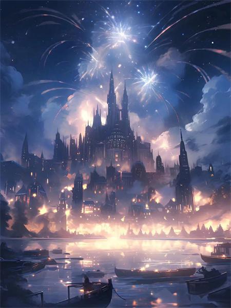 

Алмазная живопись Замок Фейерверк Полная квадратная круглая вышивка Мозаика Фэнтези Пейзаж Домашний декор Full Round 20x30CM