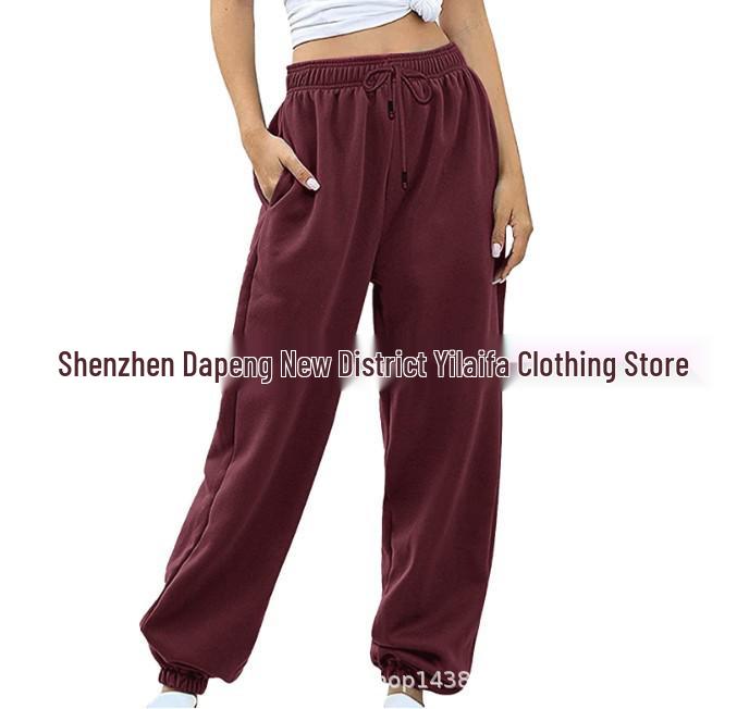 

Женское худи с карманами и штаны-гаремы с высокой посадкой - 16 цветов, 5 размеров (2021) X-Large багровый