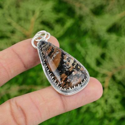 925 Silver Honey Dendrite Opal Gemstone Trendy Ethnic Bezel Artisan Wife Pendant
