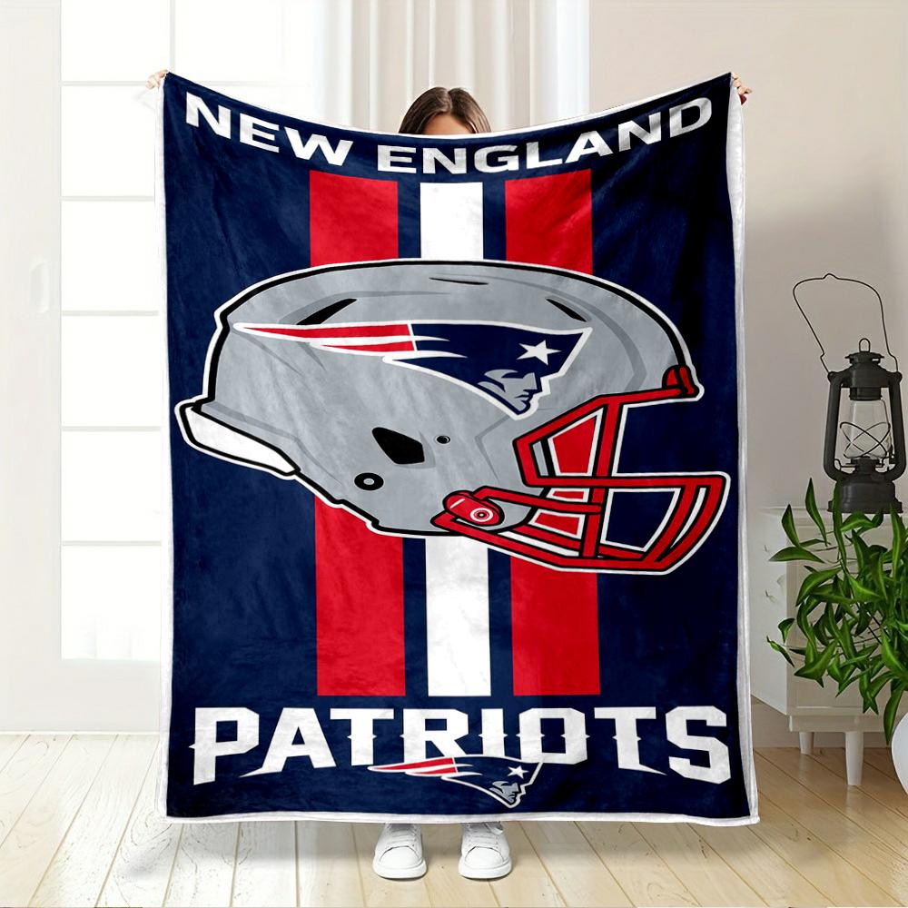 New England Patriots Helmet Design Warm Blanket Flannel Blanket for Bedroom, Living Room, Sofa, and Nap