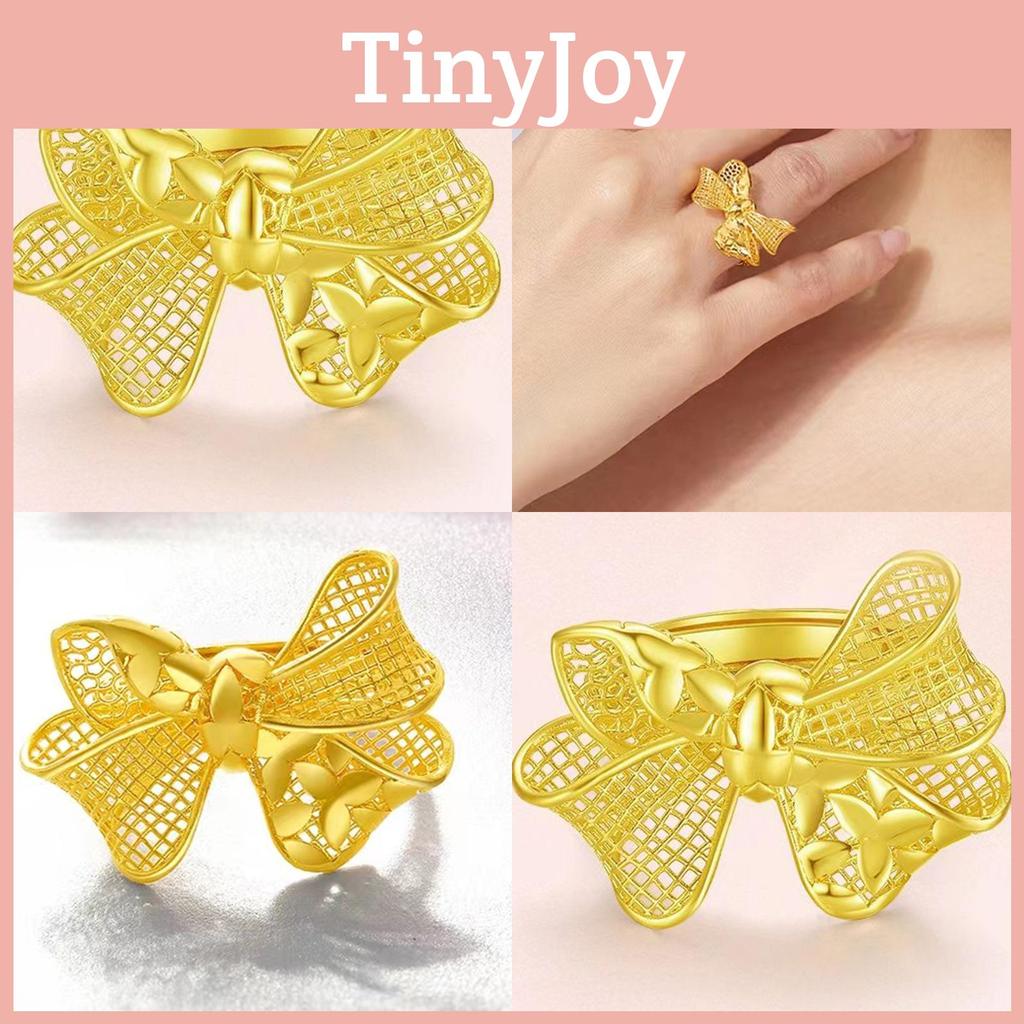 Gold Womens Exquisite Plated Ring With Large Floral Butterfly Design Adjustable