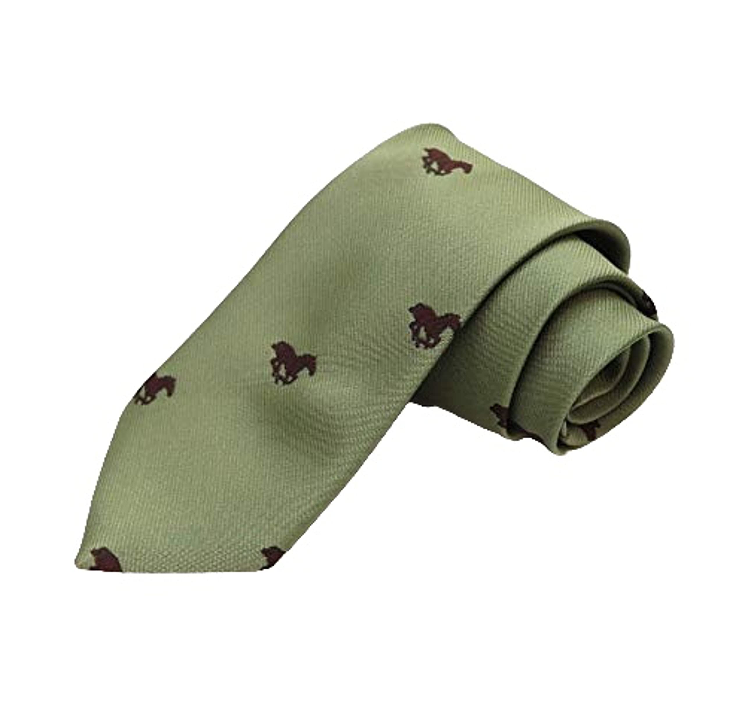 [GANJI] Business Necktie, Jacquard Weave, Racehorse Pattern Necktie, Thoroughbred, Made in Japan, 8 Colors, Boxed (Brown 1 (Bay))