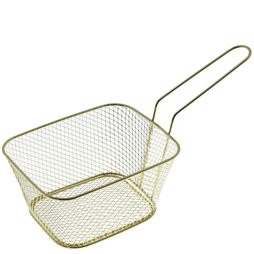 Serving Basket For Fries And Snacks Mini Steel Basket Golden
