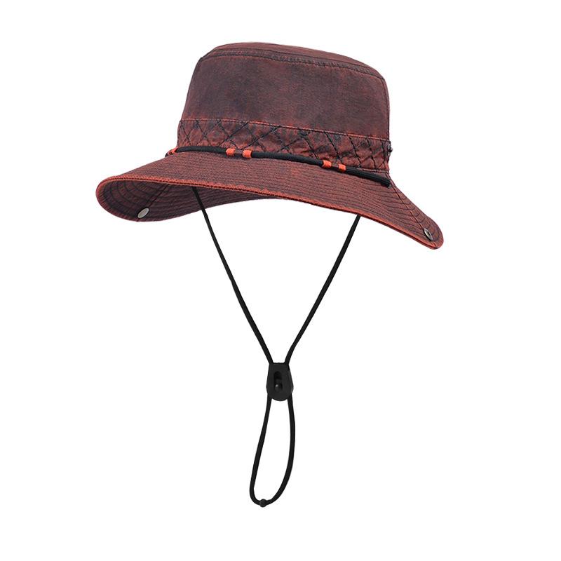 British retro mountaineering cowboy hat men's spring and summer outdoor sunscreen sun hat children washed old big-brimmed bucket hat