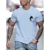 Kitty In The Pocket Pattern Printed Men's Micro Stretch Cotton T-Shirt, Graphic T-Shirt Men's Summer Clothing, Men's Clothing