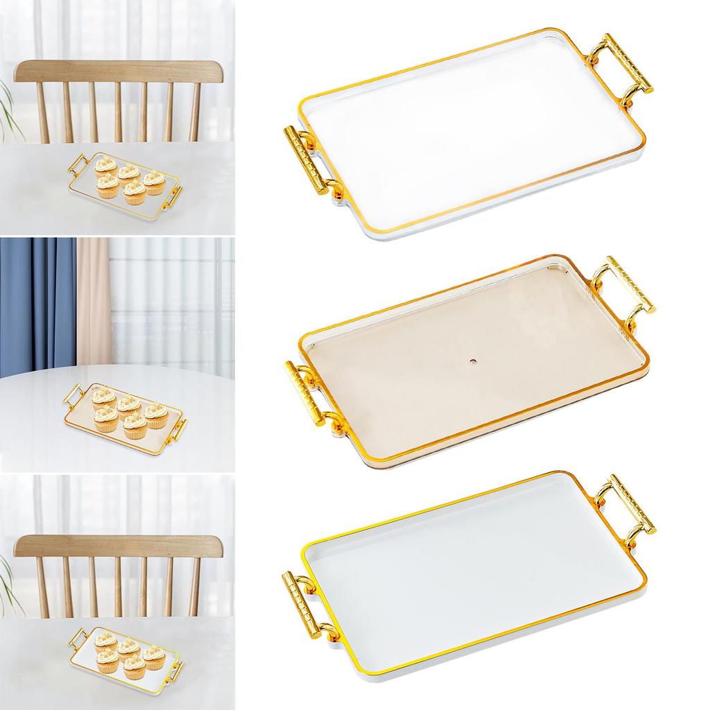 Decorative Trays for Home Decor Plastic Tray with Handles for Serving Coffee Snacks Perfume Jewelry