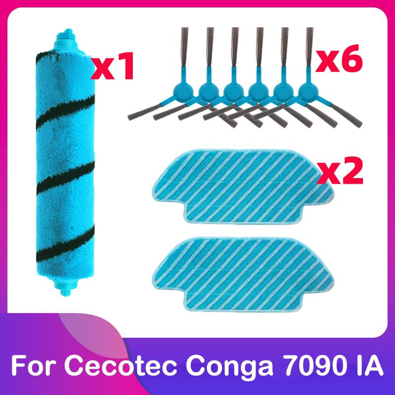 Fit For Cecotec Conga 7090 IA Robot Vacuum Cleaner Replacement Spare Part Accessories Main Brush Roller Side Brush Mop Cloth Rag