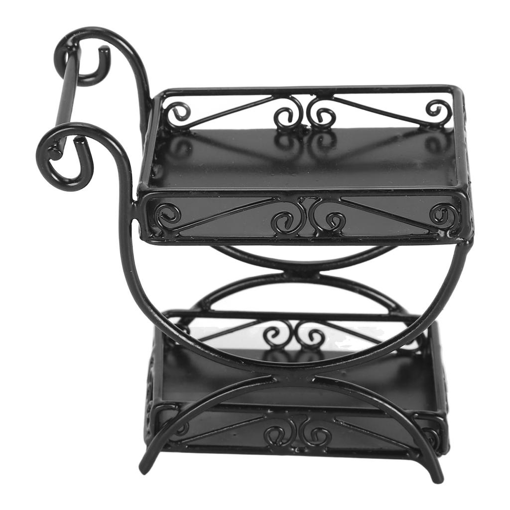 1: 12 Miniature Garden Cart Exquisite Details Metal Dollhouse Flower Cart Ornaments Accessory Black