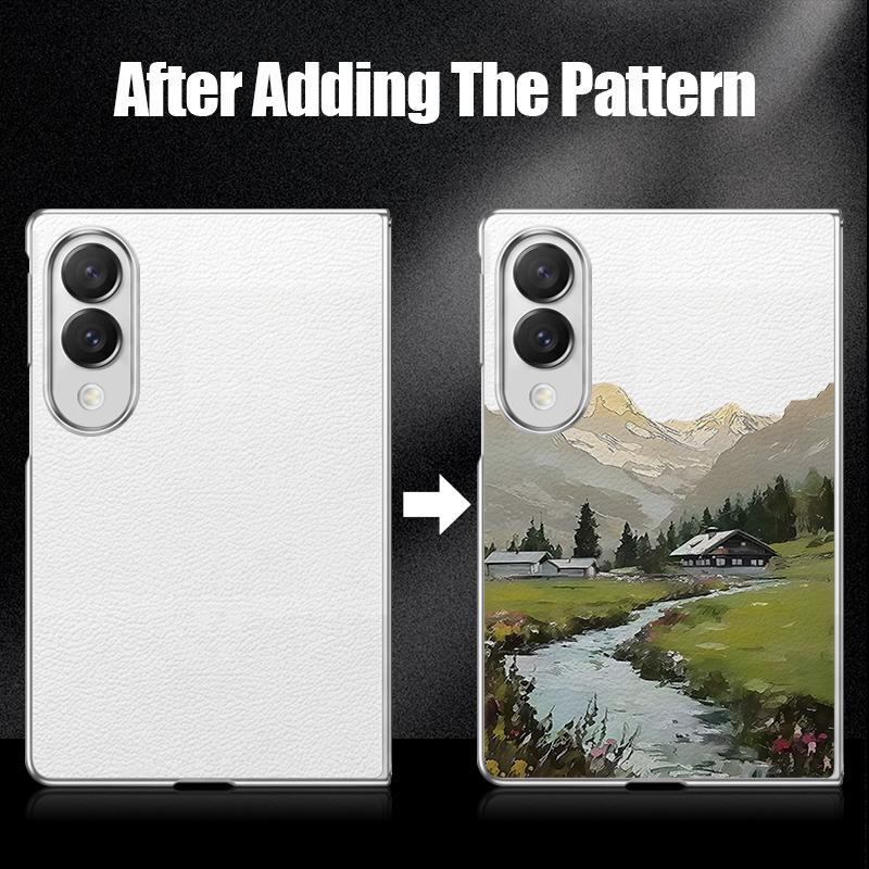 Mountain Valley Camping Art Case For Samsung Galaxy Z Fold 8 Ultra 7 6 5 4 Z Fold8 Fold7 Fold6 Fold5 Luxury Plating Leather Skin Phone Cover