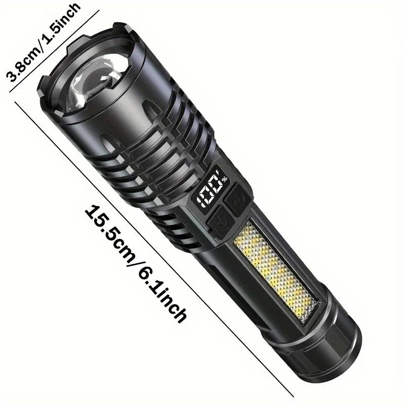BALDR Super Bright LED Flashlight TYPE-C Rechargeable Flash Light with COB Side Light Powerful Torch for Outdoor Camping Fishing