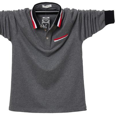 Yeni erkek artı boyutu uzun kollu POLO gömlek gevşek rahat iş uzun kollu tişört