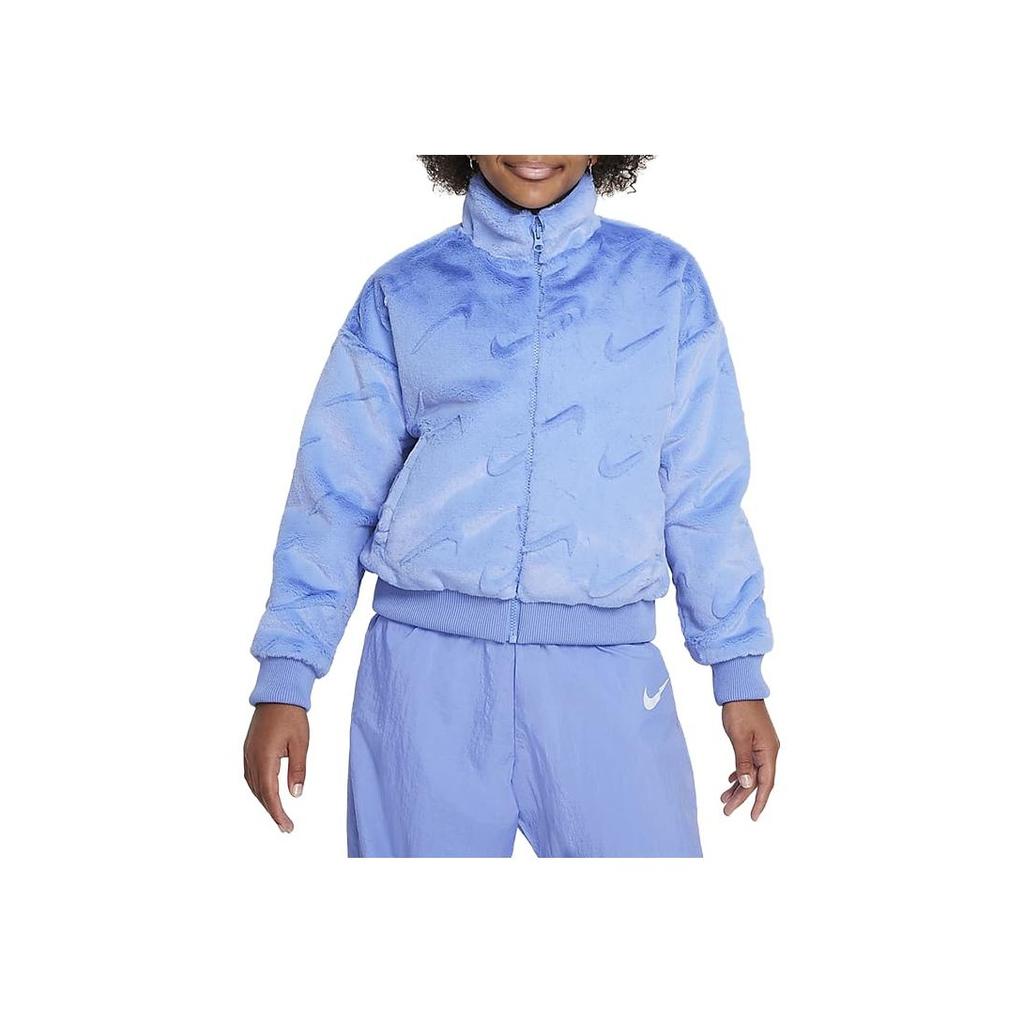Nike Kids Sportswear Solid Color Stand Collar Long Sleeve Casual Jacket Kids Jackets Polar-Blue FJ6154-450