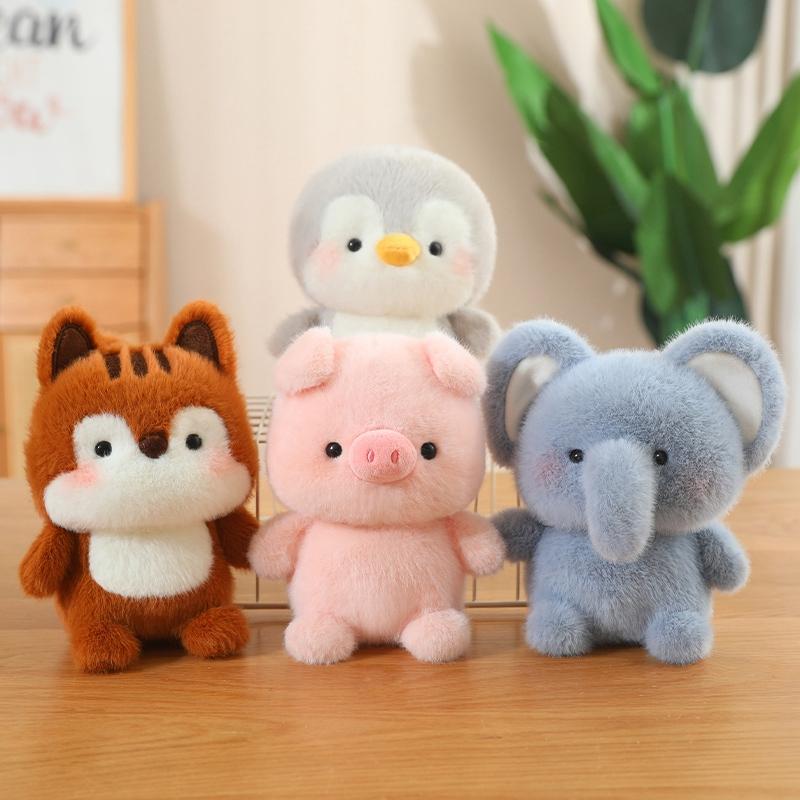 Kawaii Soft Plush Doll Pillow Animal Series - Elephant Pig Dog Sheep Penguin Raccoon Cat - Cute Toy Gift for Boys & Girls