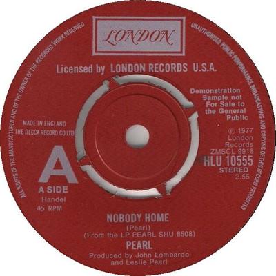7inch Record PEARL (35) - Nobody Home HLU10555PROMO London Records 1978 UK Soul/Funk Used