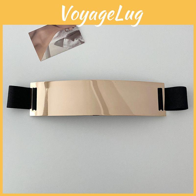 Stylish Metal Elastic Wide Waist Belt For Women With Shiny Surface Fashion Accessory
