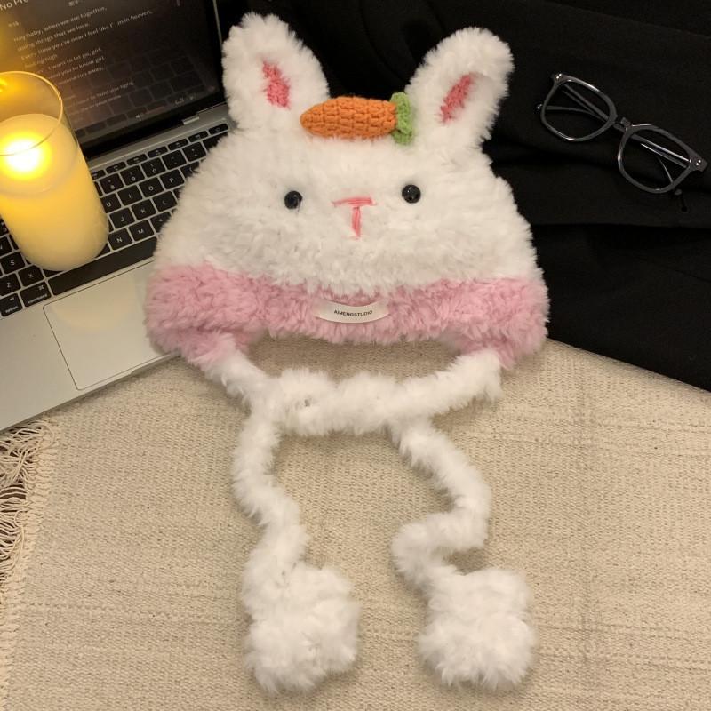 Rabbit Ear Cute Winter Hat For Women Hand Knitted Warm And Chic Accessory Cozy
