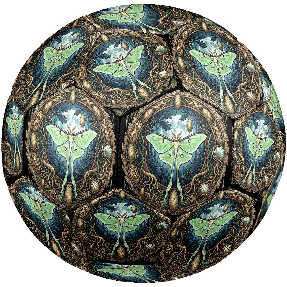 Moonlit Luna Moth Forest Round Football Size 5 Adult Ball Suitable for Training Matches and Outdoor Team.