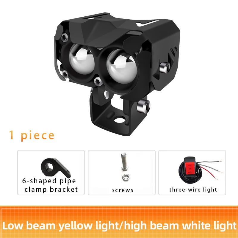 1/2Pcs Motorcycle LED Spotlight Dual Color Hi/Low Beam Fog Lamps for Car Trucks SUV UTV 12V 24VMini Lens Headlight Driving Light