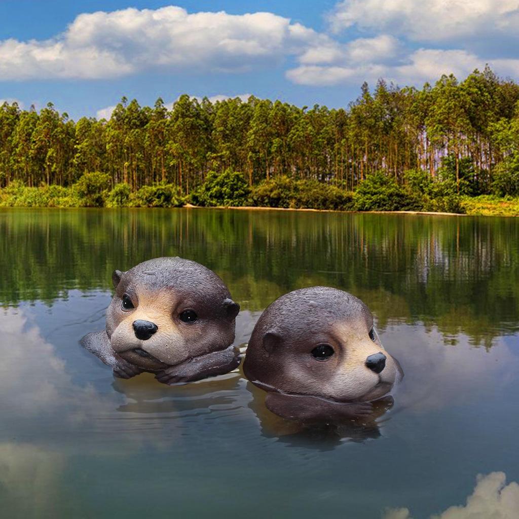 Cross-Border Outdoor Garden Pond Decor: Floating Otter Head Resin Craft.