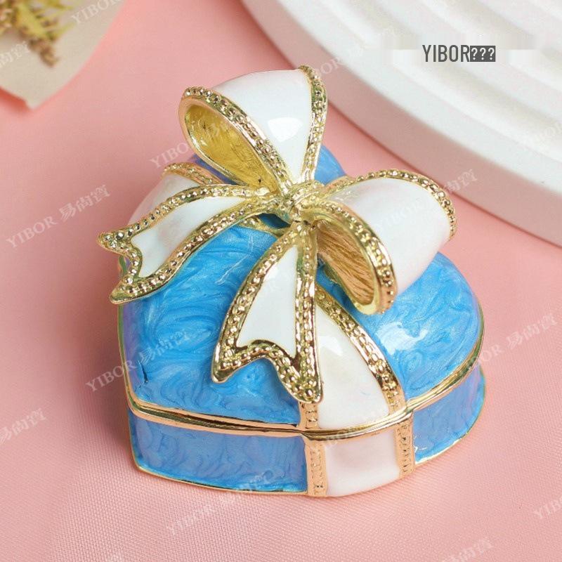 

Cloisonné Enamel Bowknot Princess Jewelry Box - Heavy Duty Wedding Ring Storage 5.5*5.5*4.5cm синий
