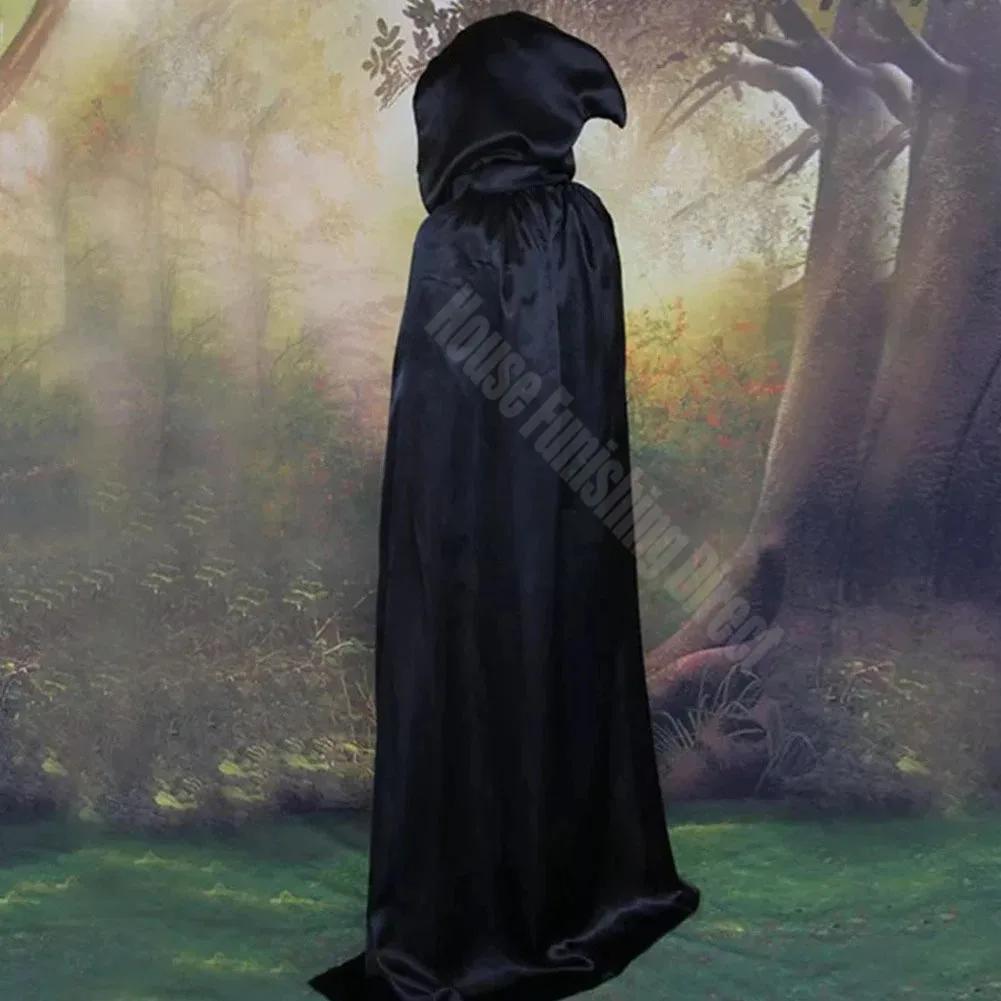 Halloween Party Cloak Cosplay Dress Up Costume Kids Death Cosplay Costumes Black Hooded Cloak Scary Witch Devil Role Play