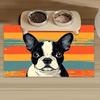 Boston Terrier Printed Pet Mat, Quick Dry Cat and Dog Pet Feeding Mat