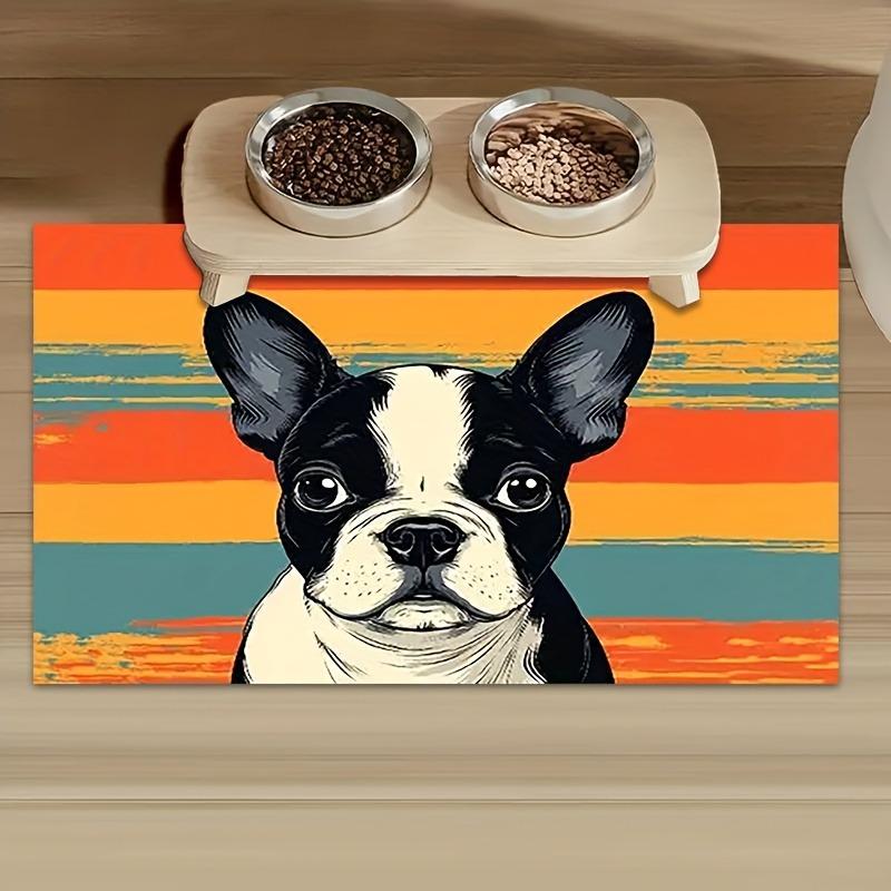 Boston Terrier Printed Pet Mat, Quick Dry Cat and Dog Pet Feeding Mat