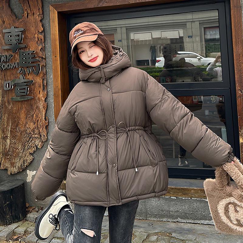 Korean Style Mid-Length Hooded Down Jacket for Women